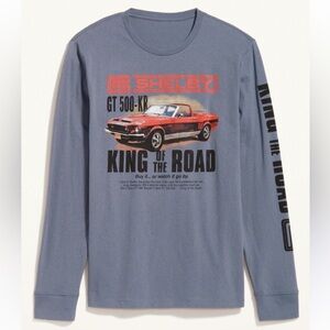 Old Navy Gray Shelby Mustang Graphic Long Sleeve Tee NWT Size L King of the Road